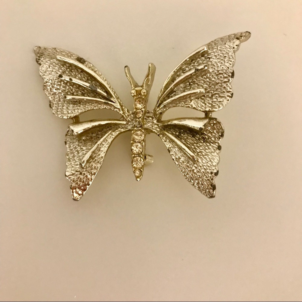 Vintage Light Gold Butterfly Brooch